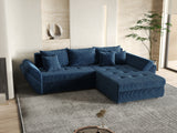 Colțar extensibil dumonde cu ladă de depozitare si sezut confortabil din spuma HR, Loana Bleumarin Zoom II 270x185 cm Fabrica