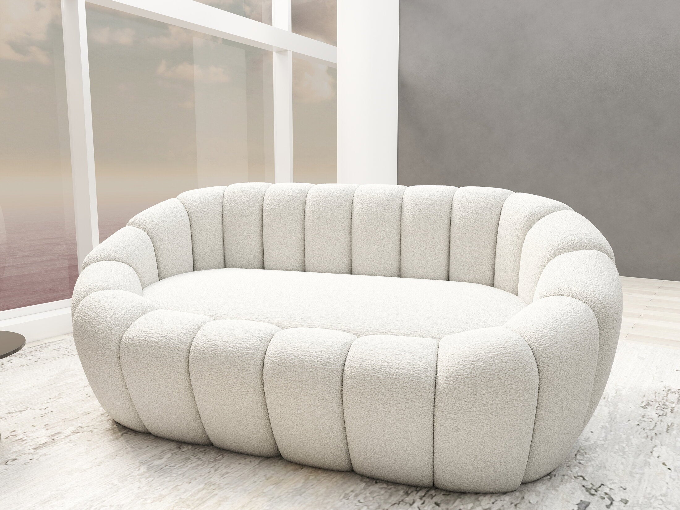 Fotoliu dumonde tapitat Alb modern Isandro 148x92cm