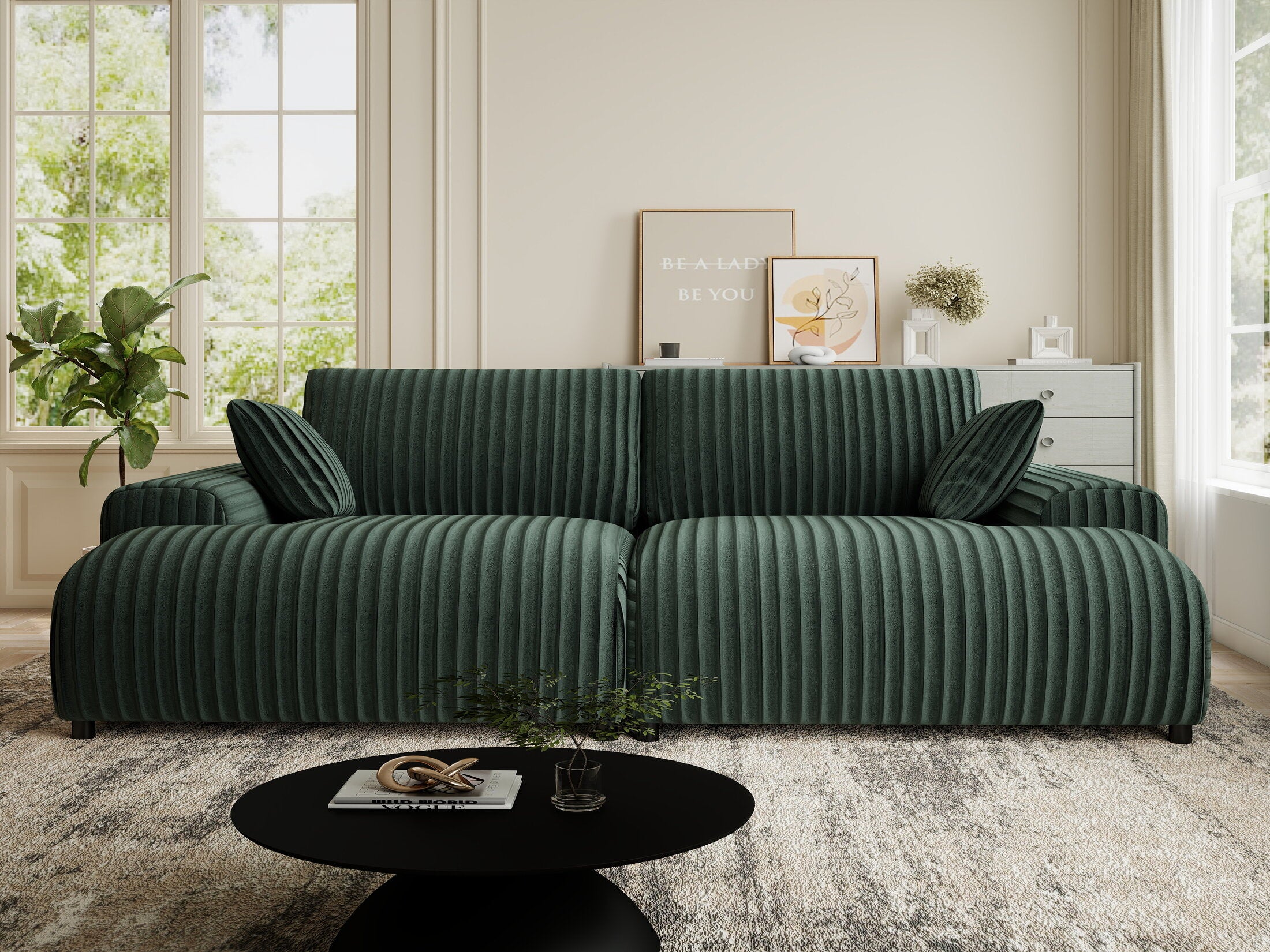 Canapea dumonde cu sezut confortabil din spuma HR, Hudson Ambience Verde 237x144 cm