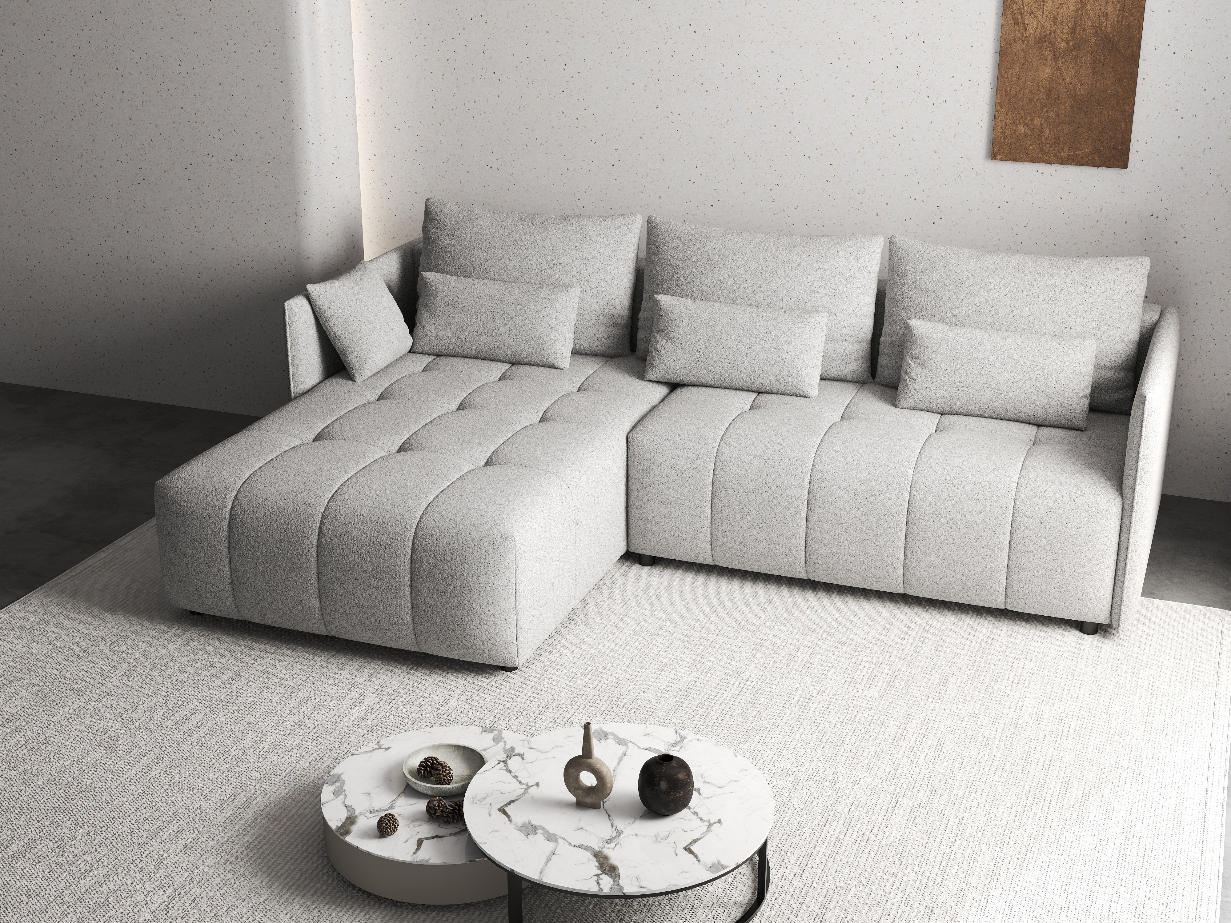 Colțar extensibil dumonde cu ladă de depozitare si sezut confortabil din spuma HR, Malta Euphoria Grey II 235x185 cm Fabrica