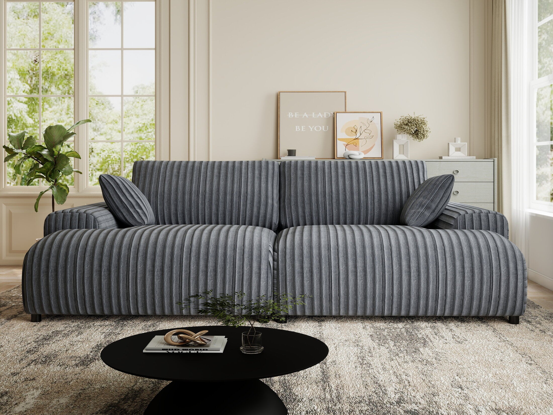 Canapea dumonde cu sezut confortabil din spuma HR, Hudson Ambience Gri 237x144 cm