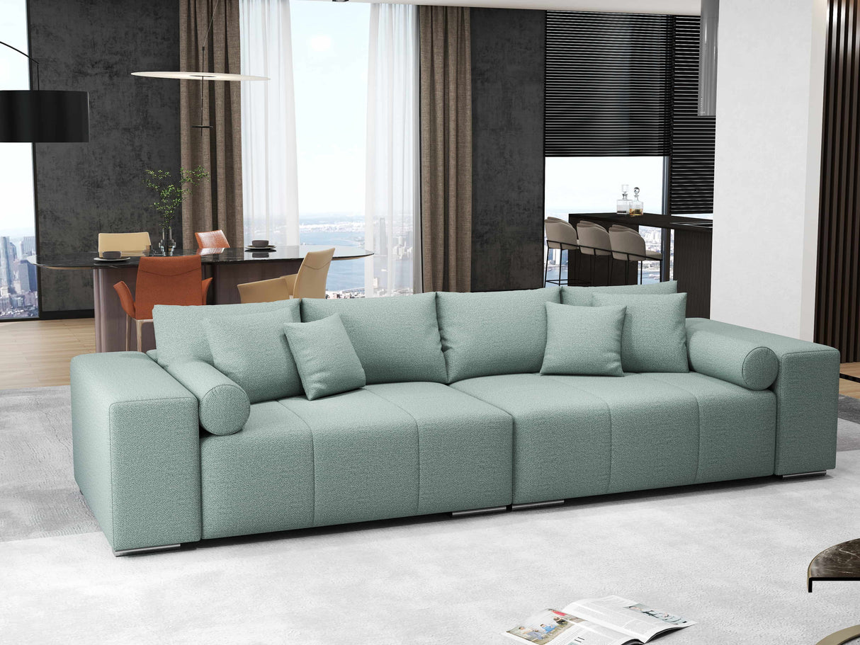 Canapea extensibilă dumonde cu ladă de depozitare si sezut confortabil din spuma HR, Marbela Enjoy Lux Mint XXL 295x100 cm fabrica