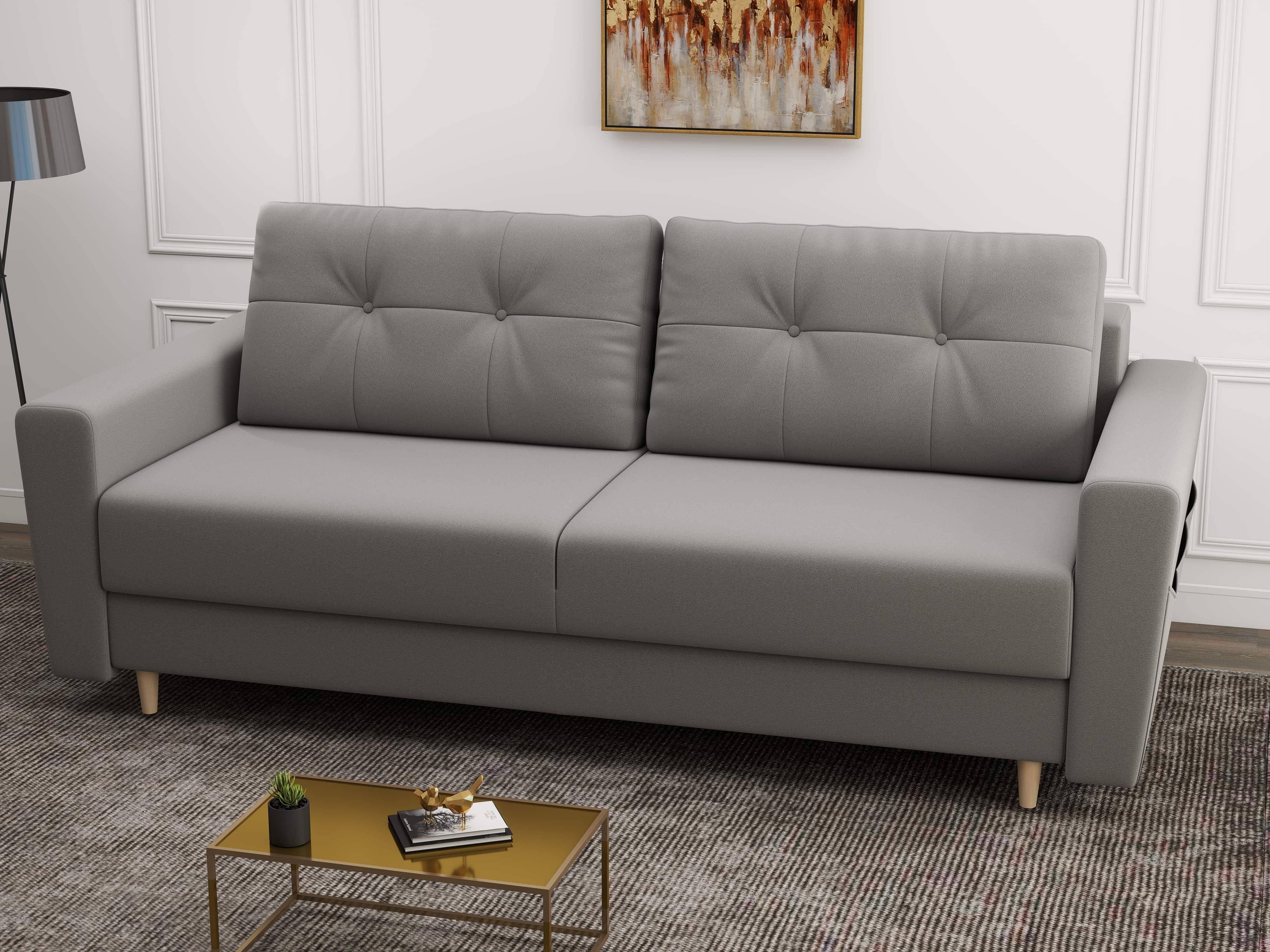 Canapea extensibilă dumonde cu ladă de depozitare si sezut confortabil din spuma HR, Summer Royal Gri 225x100 cm