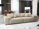 Canapea extensibilă dumonde cu ladă de depozitare si sezut confortabil din spuma HR, Marbela Enjoy Lux Bej XXL 295x100 cm fabrica