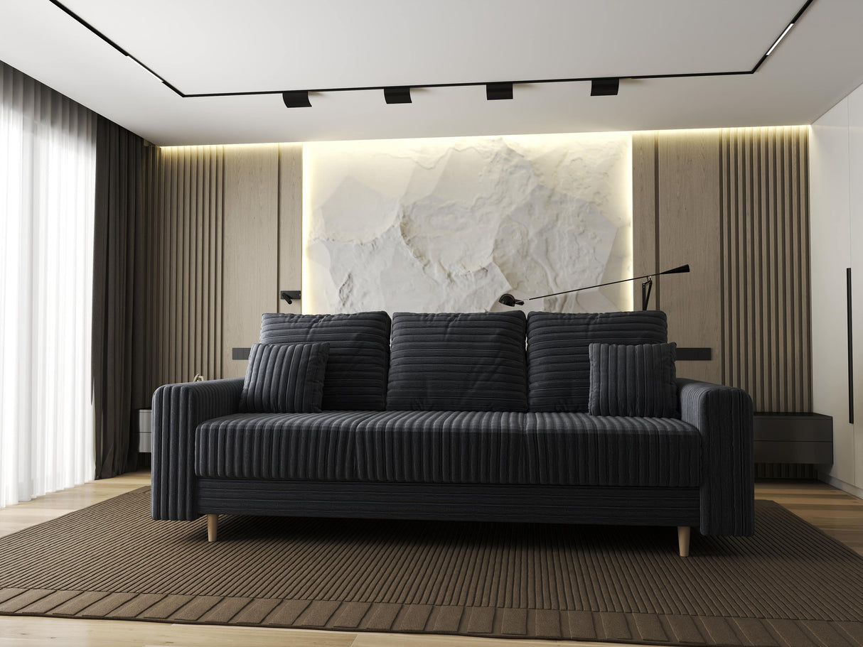 Canapea extensibilă dumonde cu ladă de depozitare si sezut confortabil din spuma HR, Kronos Ambience Gri 210x100 cm fabrica