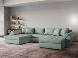 Colțar extensibil dumonde cu ladă de depozitare si sezut confortabil din spuma HR, Loana Enjoy Verde Mint U 355x185 cm Fabrica