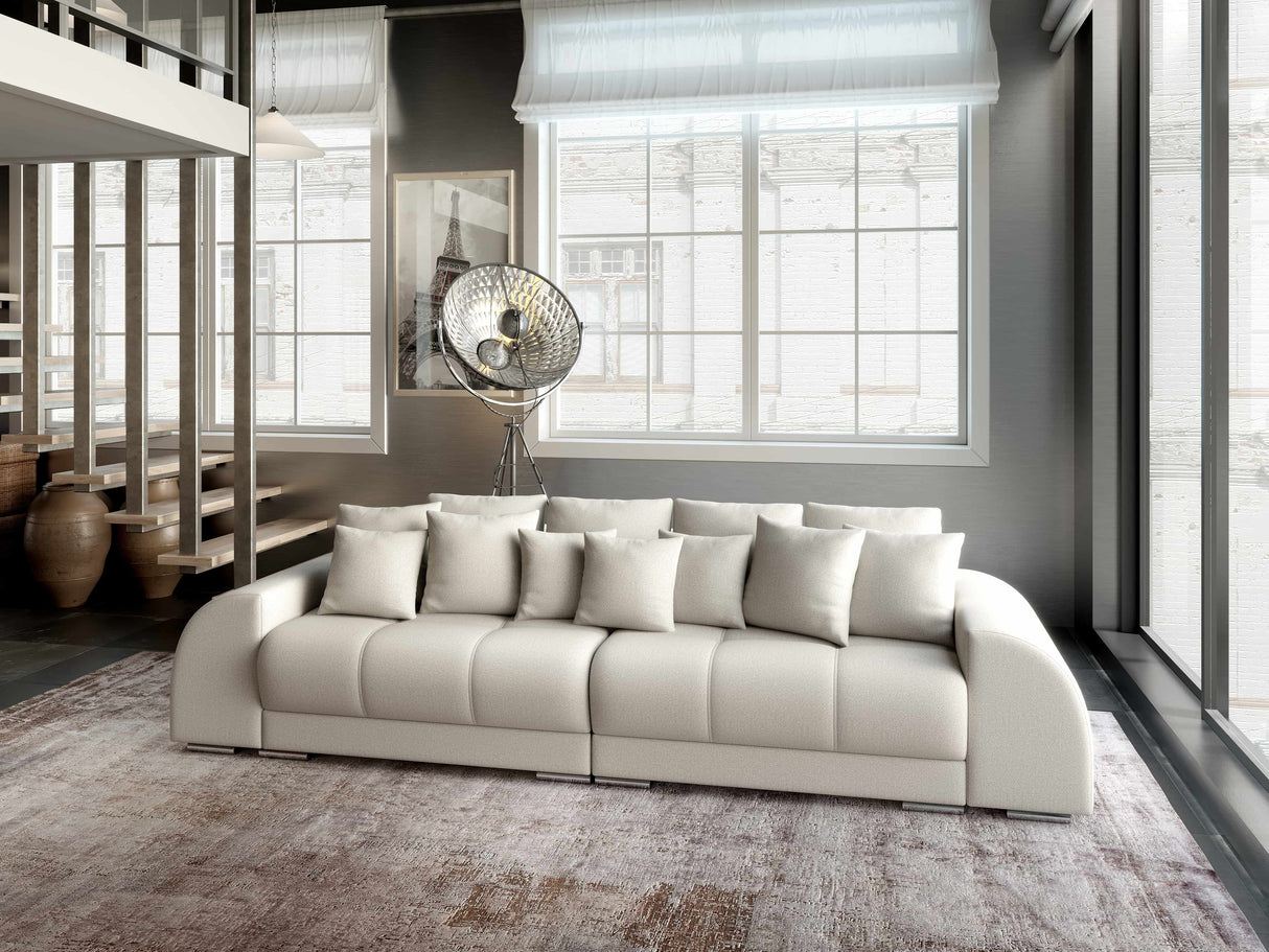 Canapea extensibilă dumonde cu 2 lăzi de depozitare si sezut confortabil din spuma HR, Big Sofa Verona Enjoy Lux Beige 310x100 cm Fabrica