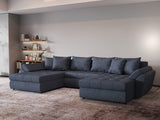 Colțar extensibil dumonde cu ladă de depozitare si sezut confortabil din spuma HR, Loana Grey U 355x185 cm Fabrica