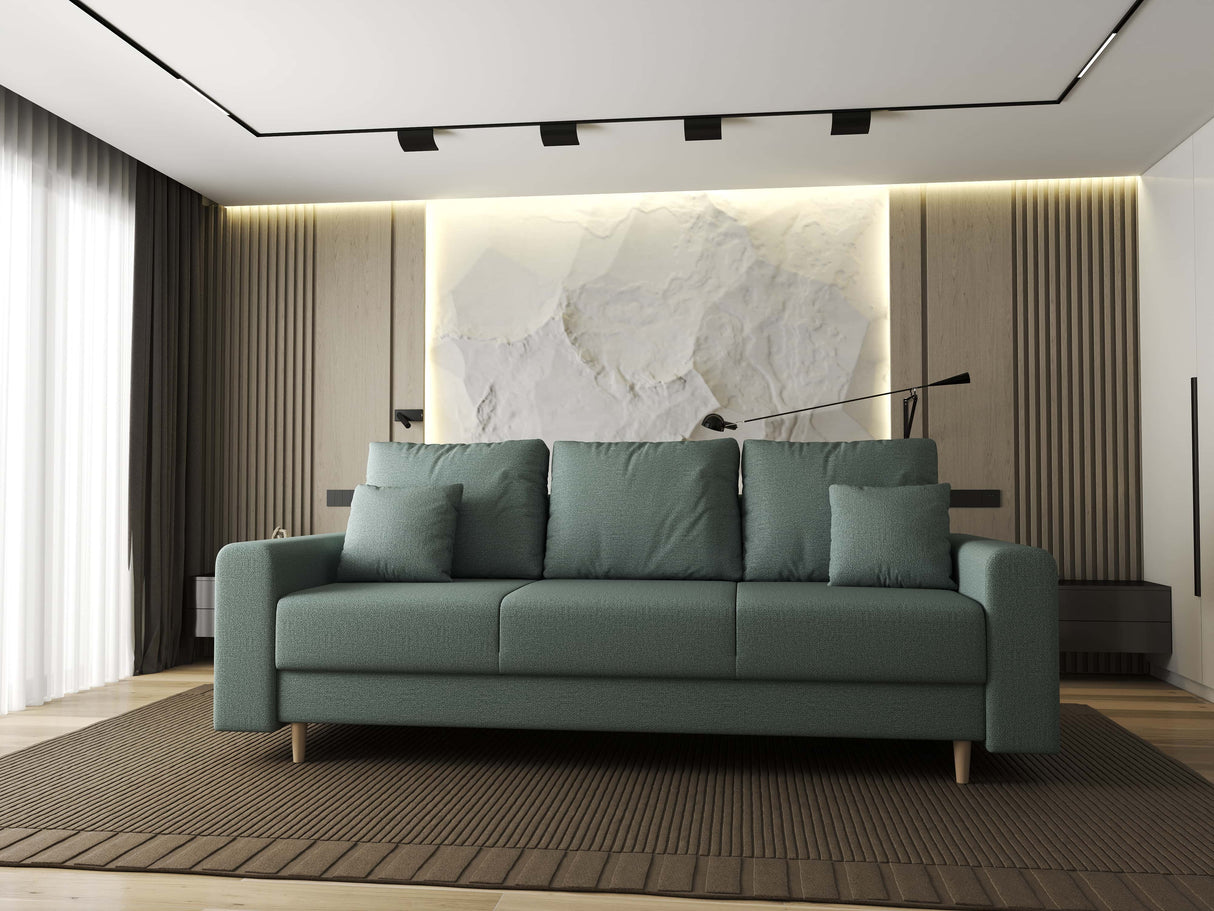 Canapea extensibilă dumonde cu ladă de depozitare si sezut confortabil din spuma HR, Kronos Enjoy Verde Mint 210x100 cm fabrica