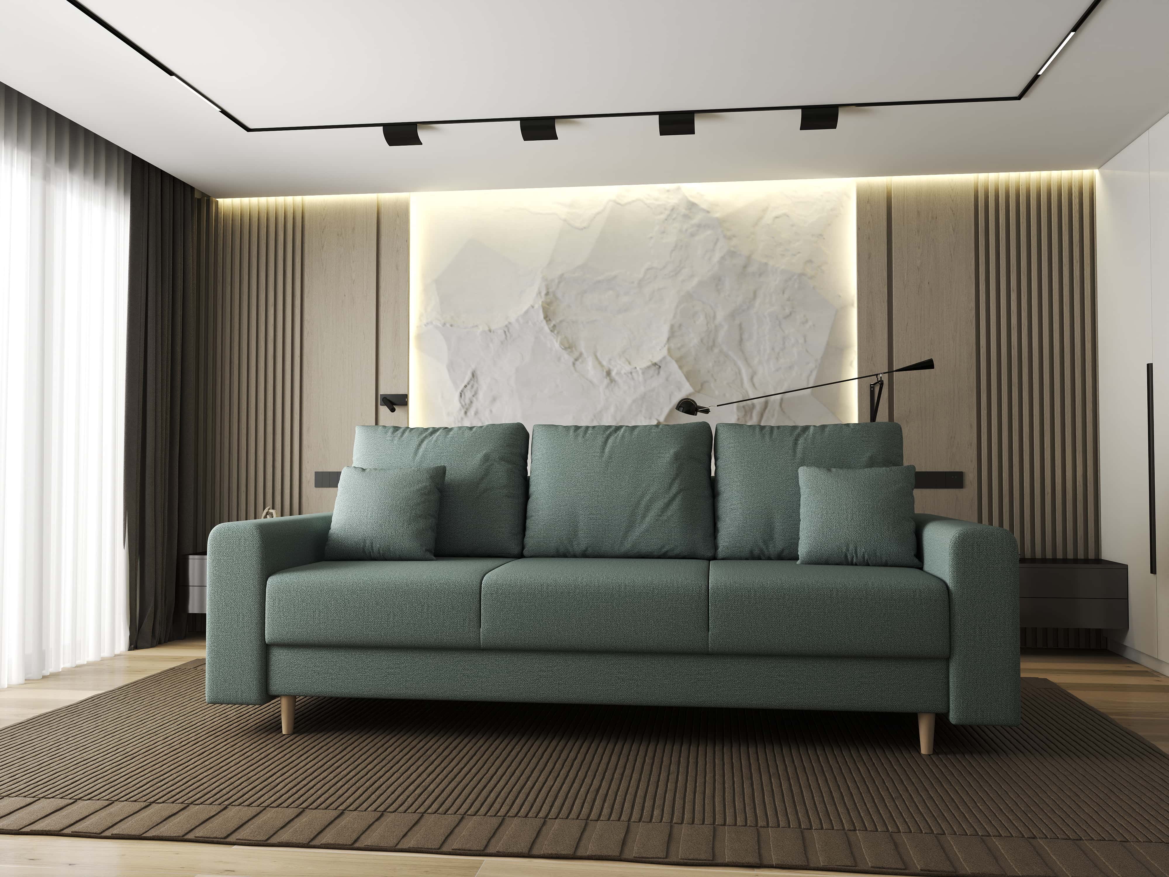 Canapea extensibilă dumonde cu ladă de depozitare si sezut confortabil din spuma HR, Kronos Enjoy Mint 210x100 cm fabrica