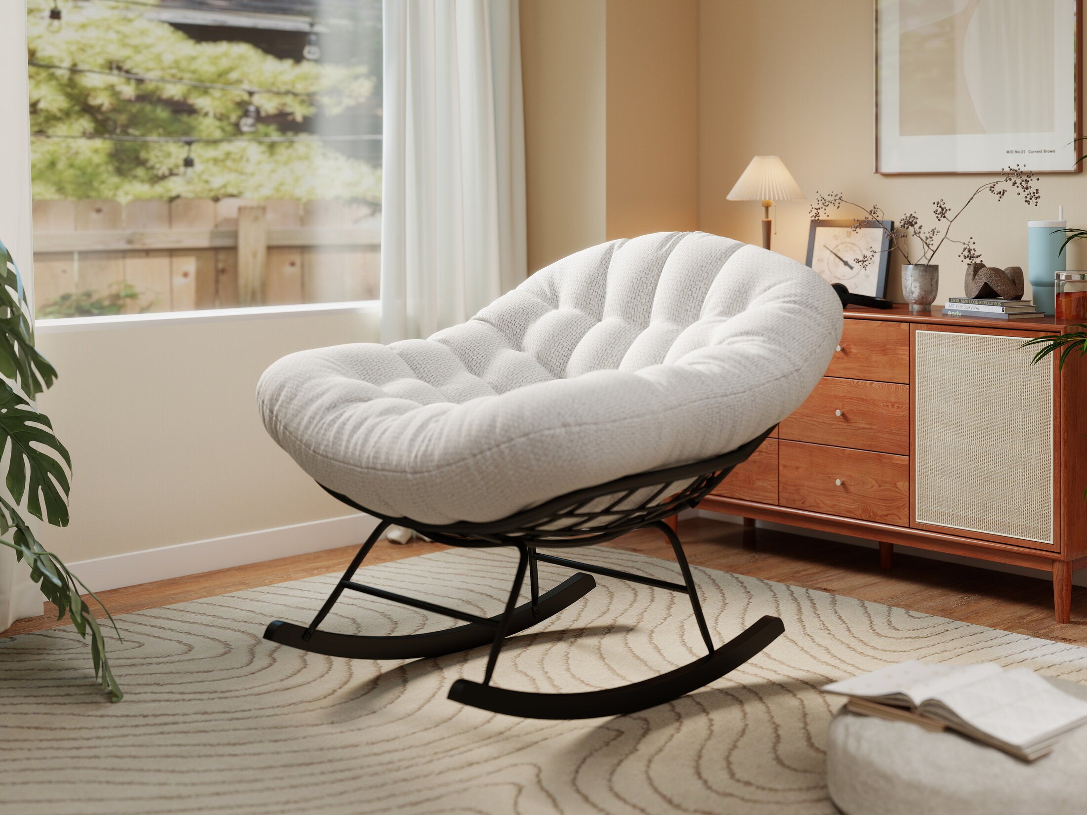 Fotoliu dumonde tapitat Alb modern Taviro 77x83cm