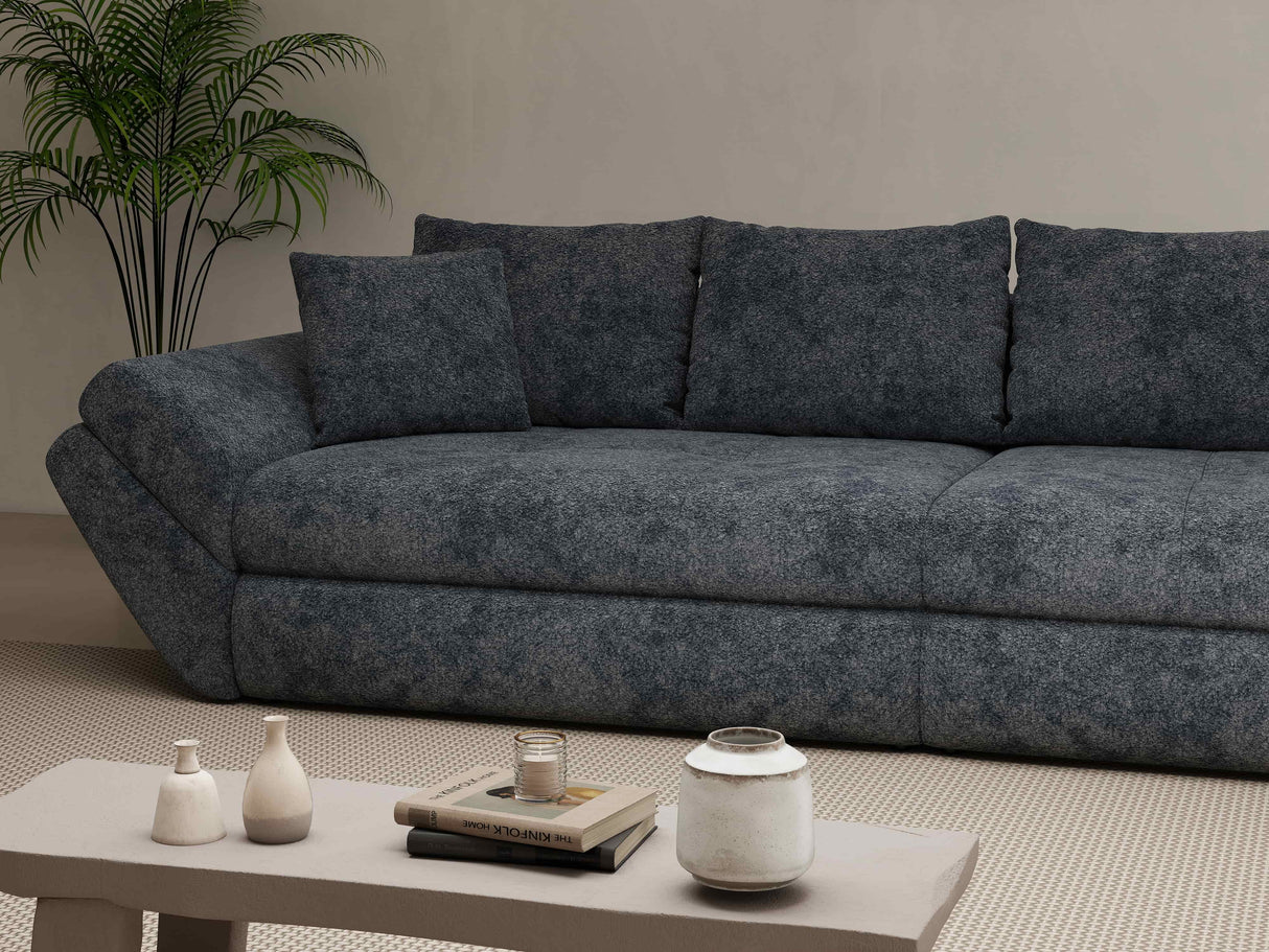 Canapea extensibilă dumonde cu ladă de depozitare si sezut confortabil din spuma HR, Loana Euphoria Gri Grafit 300x100 cm Fabrica