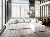 Colțar extensibil dumonde cu ladă de depozitare si sezut confortabil din spuma HR, Berlin XL Euphoria Alb 350x185 cm II Fabrica