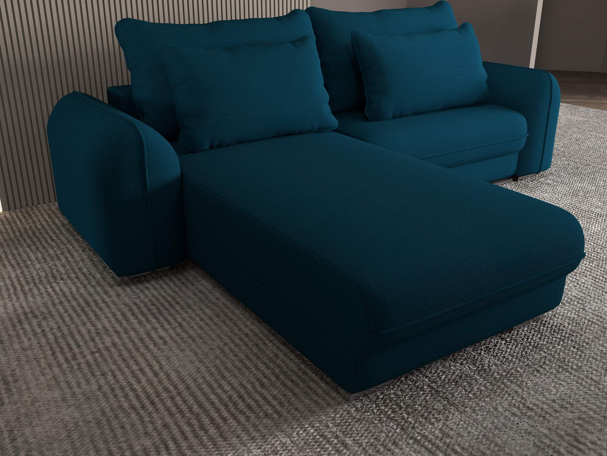 Colțar extensibil dumonde cu ladă de depozitare si sezut confortabil din spuma HR, Denver Enjoy Verde Petrol 275x185 cm Fabrica