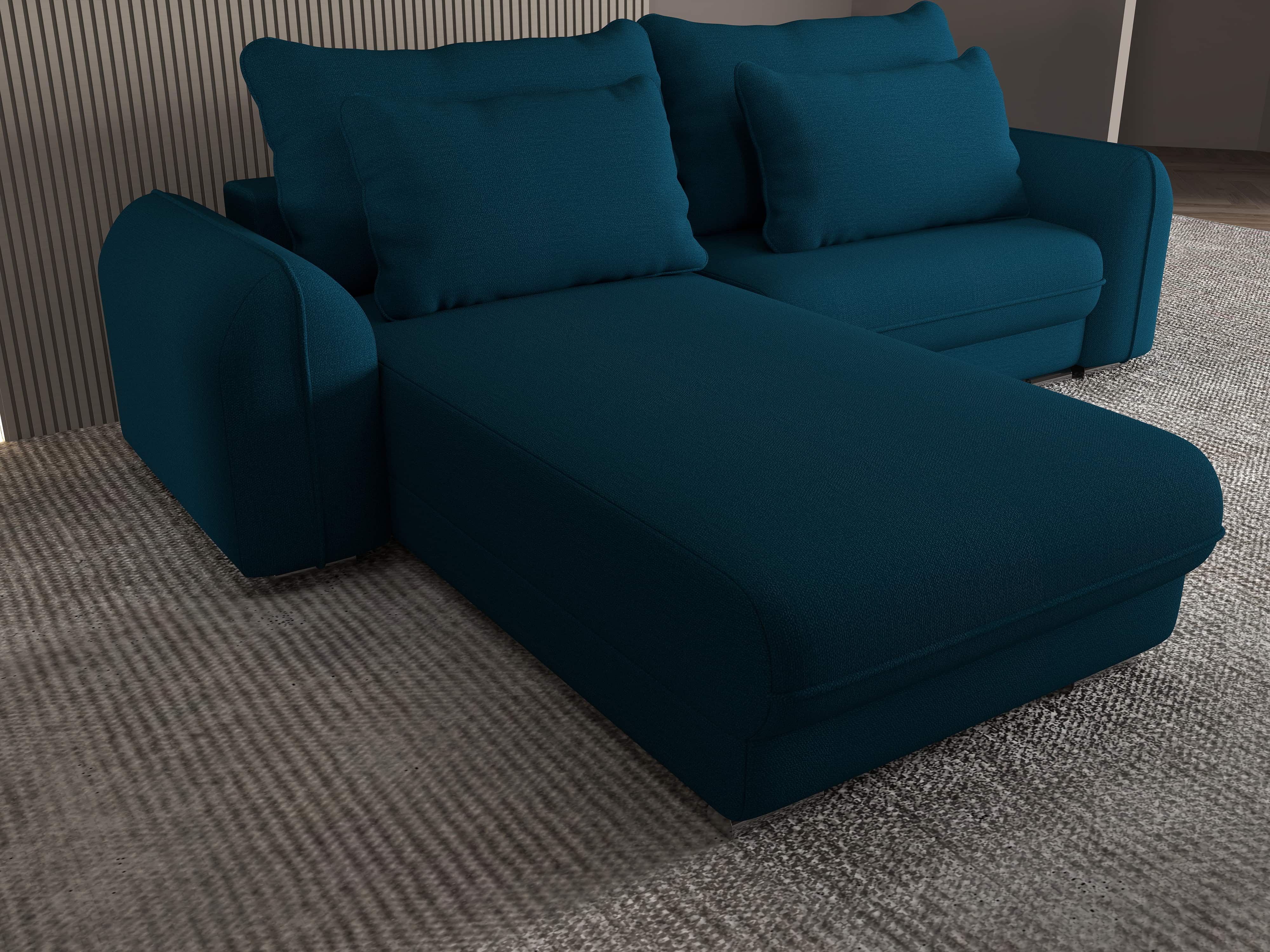 Colțar extensibil dumonde cu ladă de depozitare si sezut confortabil din spuma HR, Denver Enjoy Petrol 275x185 cm Fabrica