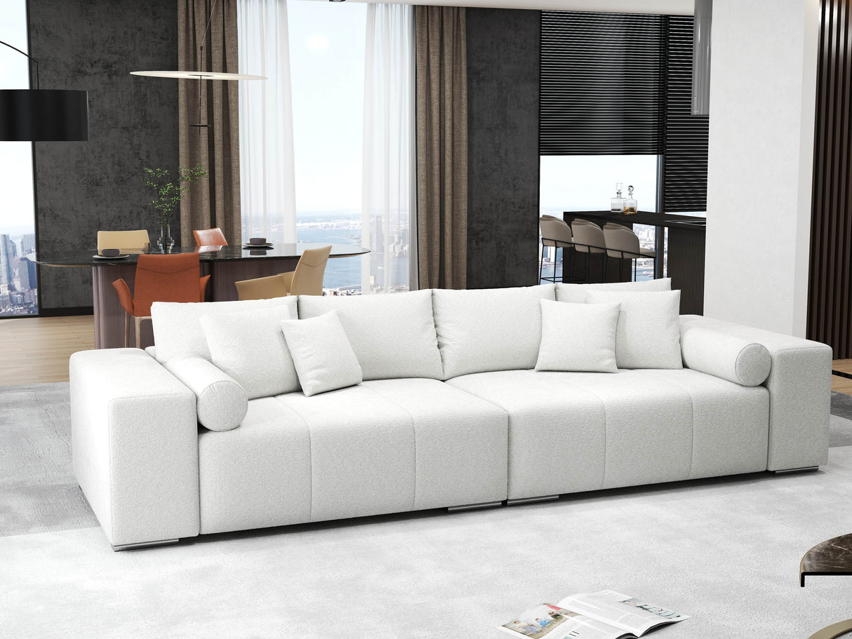 Canapea extensibilă dumonde cu ladă de depozitare si sezut confortabil din spuma HR, Marbela Euphoria Alb XXL 295x100 cm fabrica