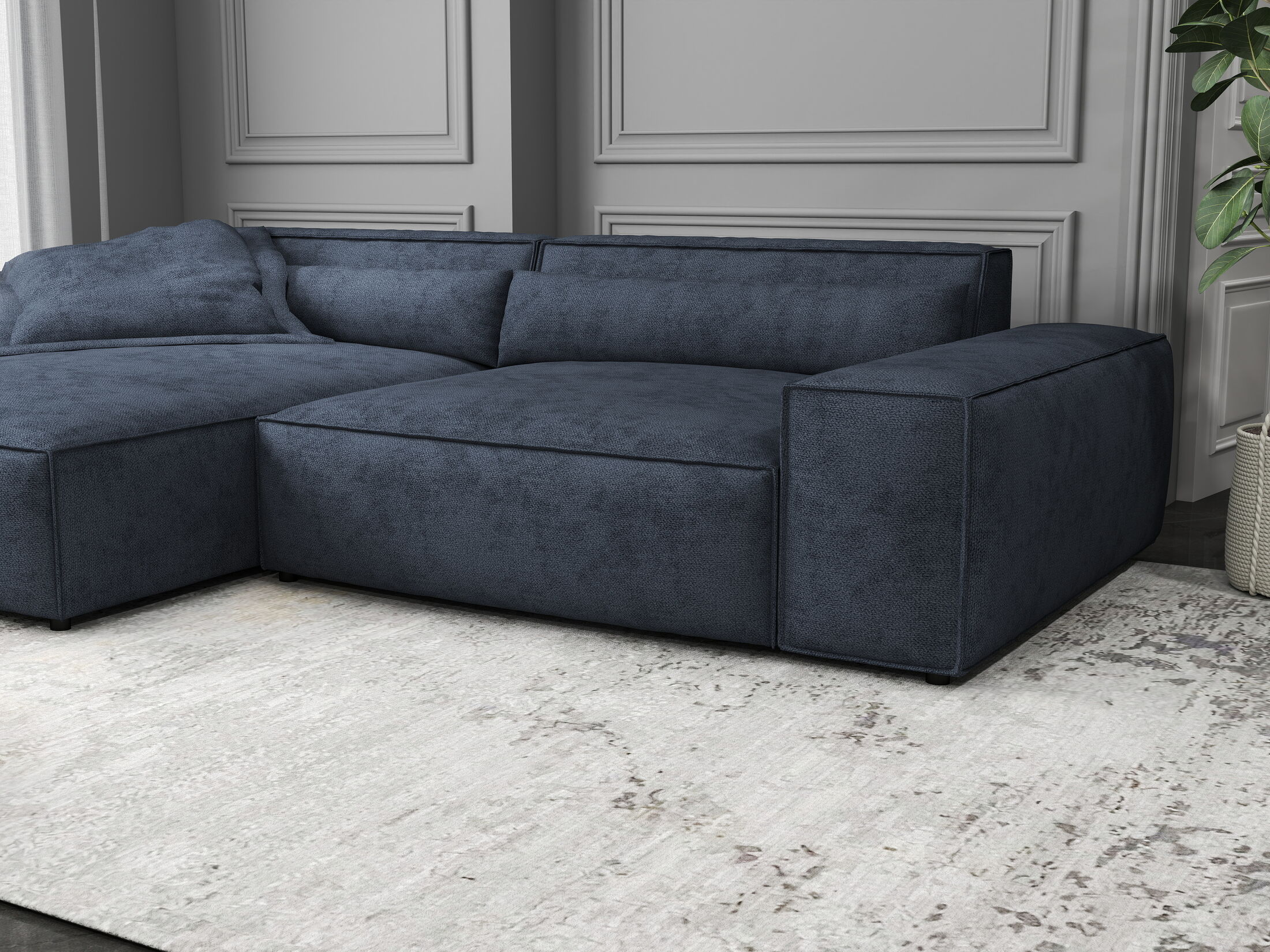 Colțar dumonde cu șezut confortabil din spumă HR, Marvelo Enjoy Antracit 264x175 cm