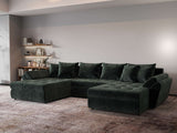 Colțar extensibil dumonde cu ladă de depozitare si sezut confortabil din spuma HR, Loana U Verde Euphoria 355x185 cm Fabrica
