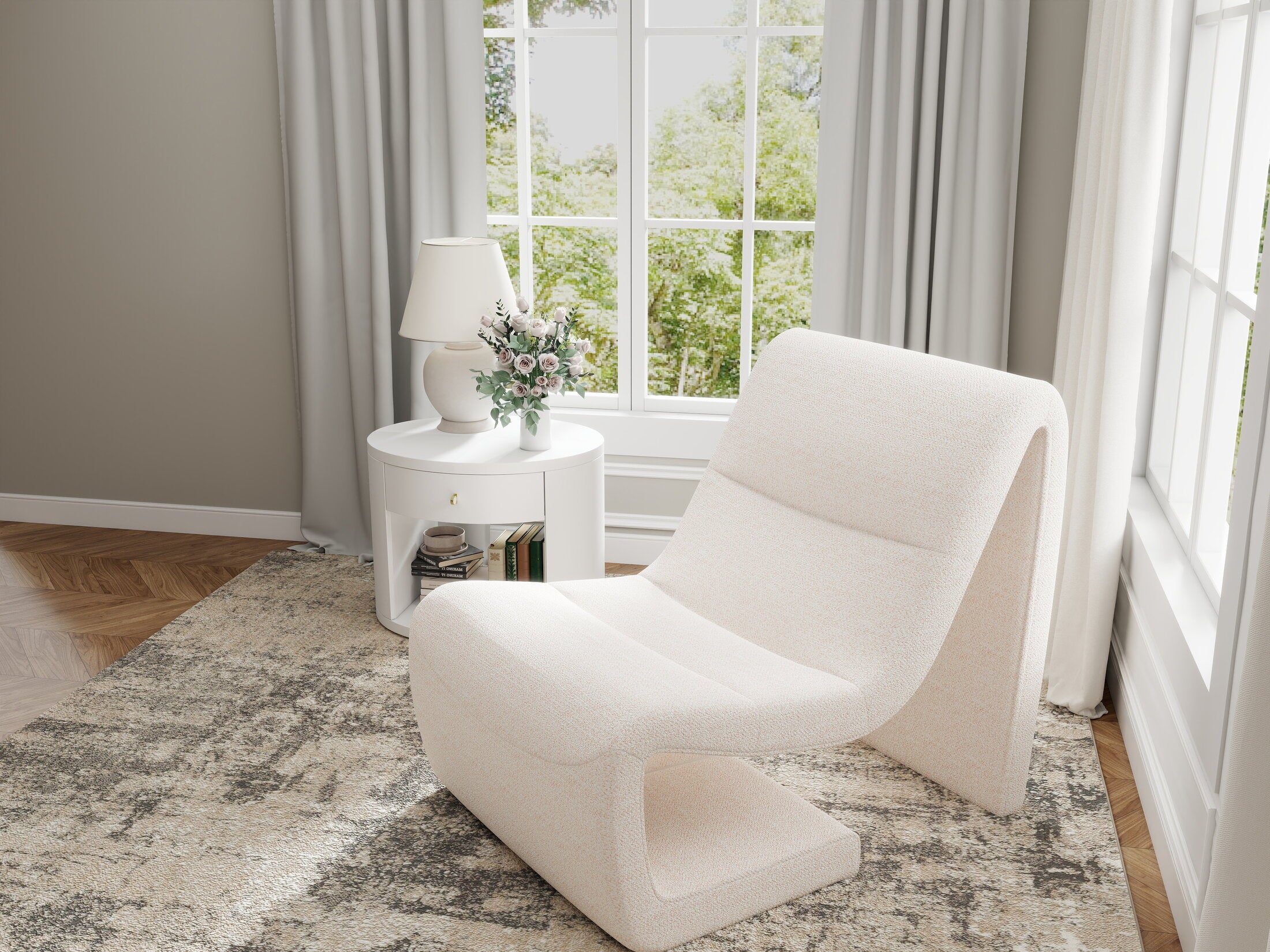 Fotoliu dumonde tapitat Bej modern Noctis 65x92cm