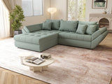 Colțar extensibil dumonde cu ladă de depozitare si sezut confortabil din spuma HR, Loana Mint 270x185 cm Fabrica