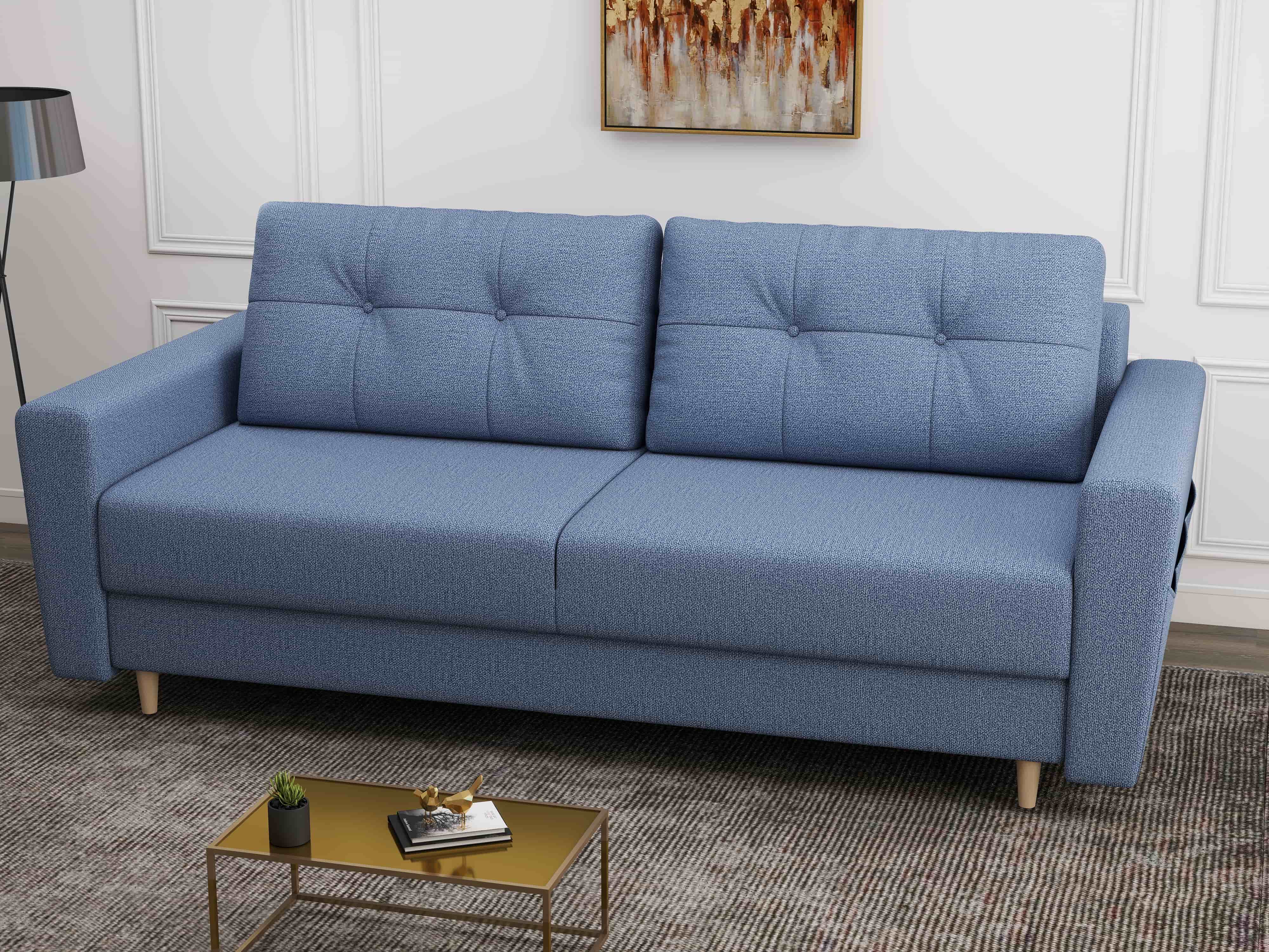 Canapea extensibilă dumonde cu ladă de depozitare si sezut confortabil din spuma HR, Summer Enjoy Albastru 225x100 cm