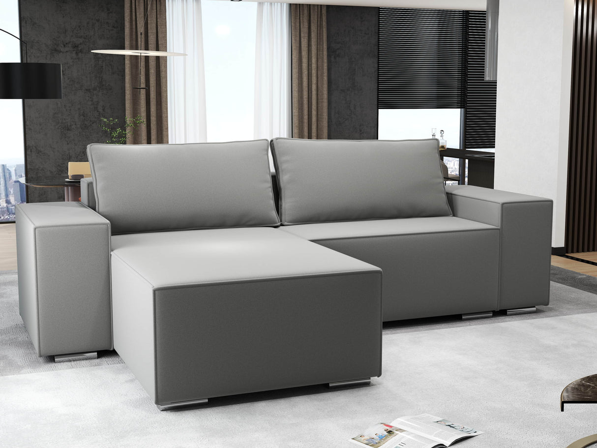 Colțar extensibil dumonde cu ladă de depozitare si sezut confortabil din spuma HR, Dream Royal Gri 290x185 cm Fabrica