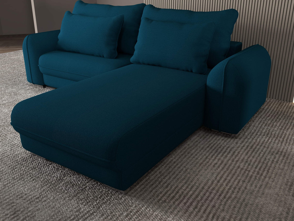 Colțar extensibil dumonde cu ladă de depozitare si sezut confortabil din spuma HR, Denver Enjoy Verde Petrol 275x185 cm II Fabrica