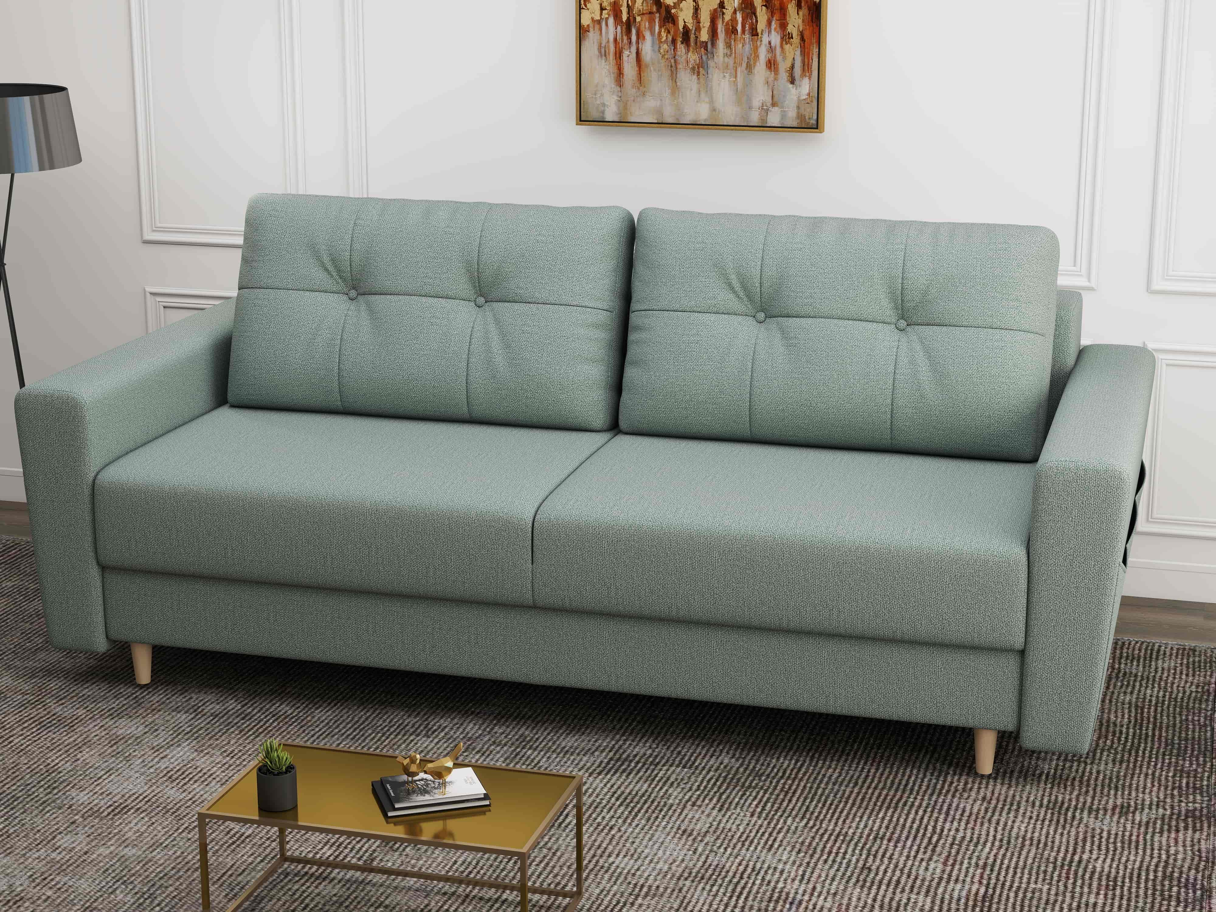 Canapea extensibilă dumonde cu ladă de depozitare si sezut confortabil din spuma HR, Summer Enjoy Verde Mint 225x100 cm