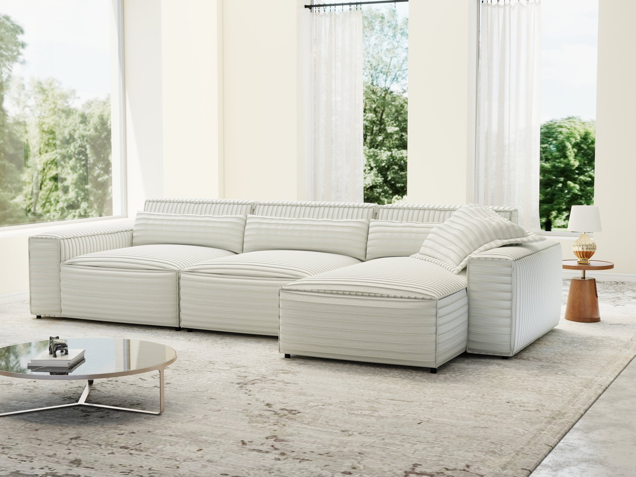 Colțar dumonde cu sezut confortabil din spuma HR, Marvelo XL Ambience Alb 366x175 cm II