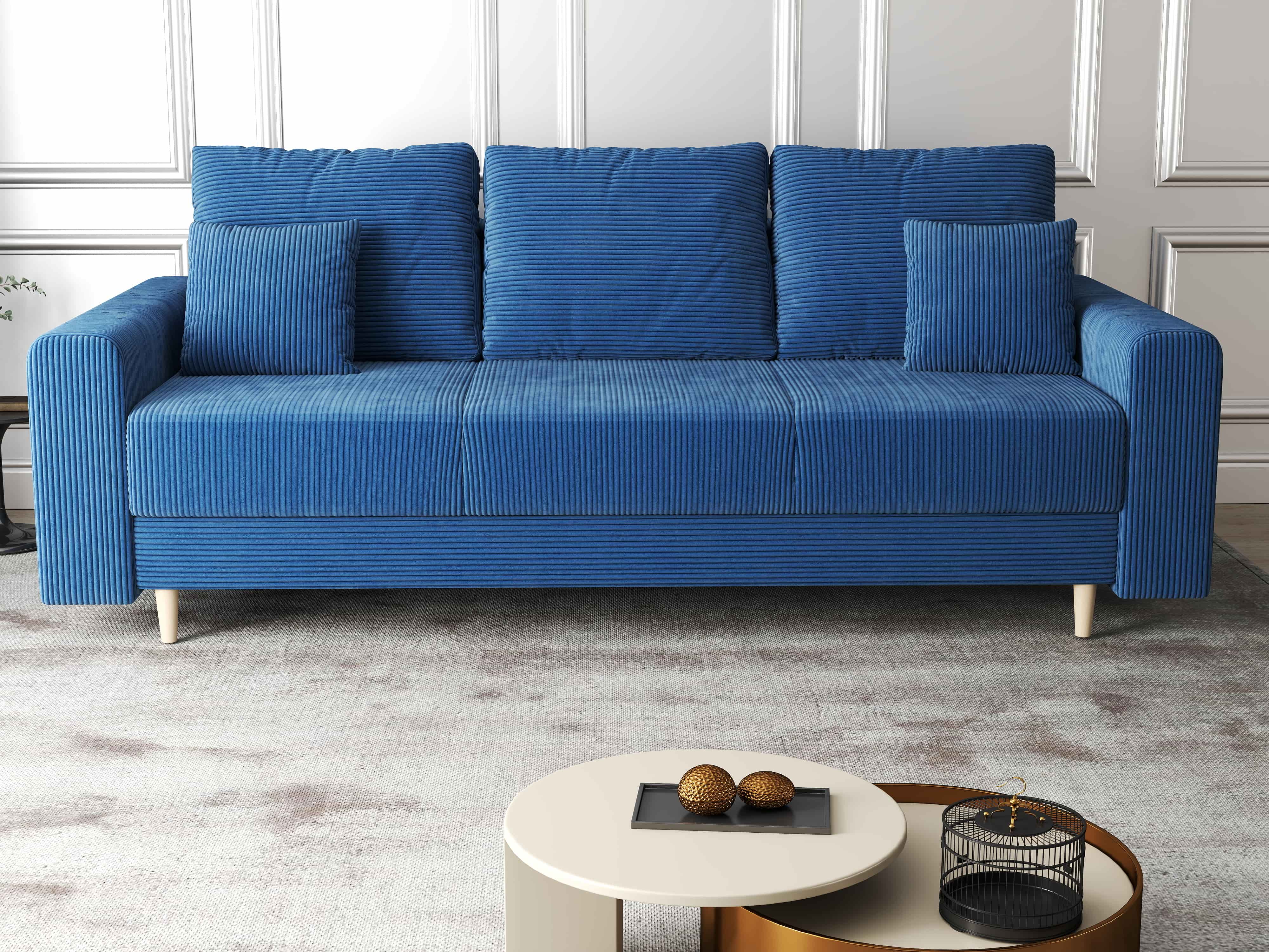 Canapea extensibilă dumonde cu ladă de depozitare si sezut confortabil din spuma HR, Kronos Zoom Albastru 210x100 cm fabrica