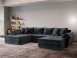 Colțar extensibil dumonde cu ladă de depozitare si sezut confortabil din spuma HR, Loana U Gray Euphoria 355x185 cm Fabrica