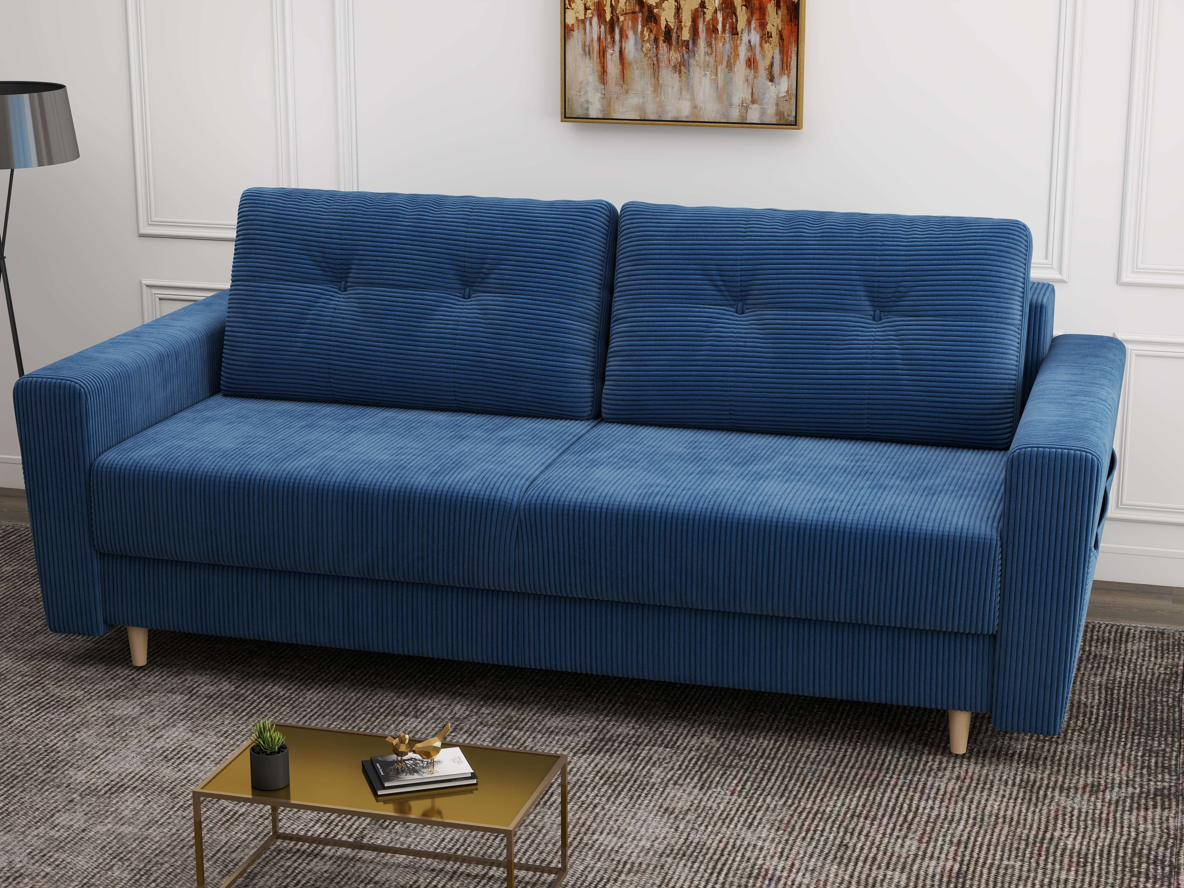 Canapea extensibilă dumonde cu ladă de depozitare si sezut confortabil din spuma HR, Summer Zoom Albastru 225x100 cm