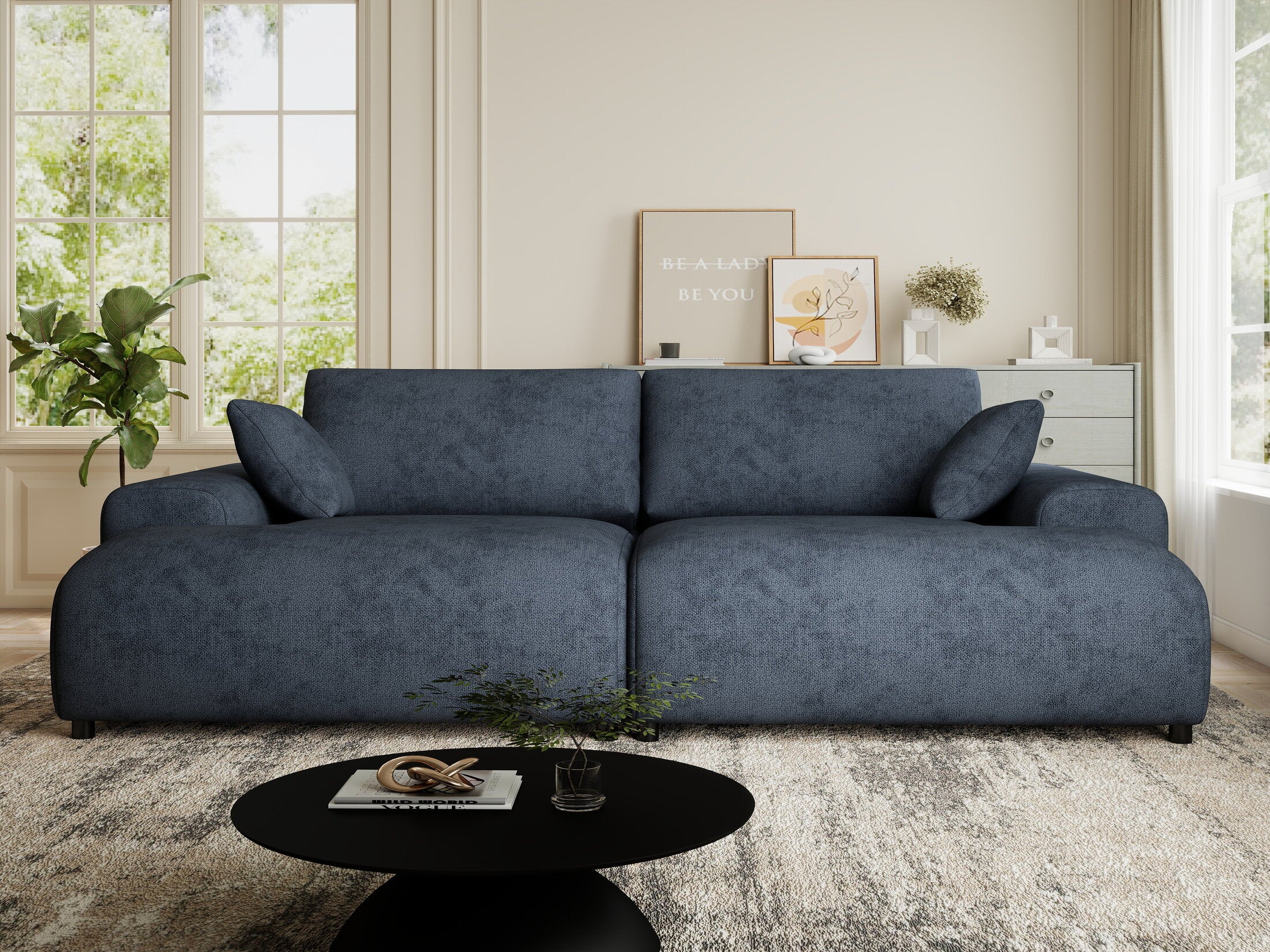 Canapea dumonde cu sezut confortabil din spuma HR, Hudson Enjoy Antracit 237x144 cm