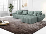 Colțar extensibil dumonde cu ladă de depozitare si sezut confortabil din spuma HR, Berlin XL Enjoy Lux Mint 350x185 cm II Fabrica