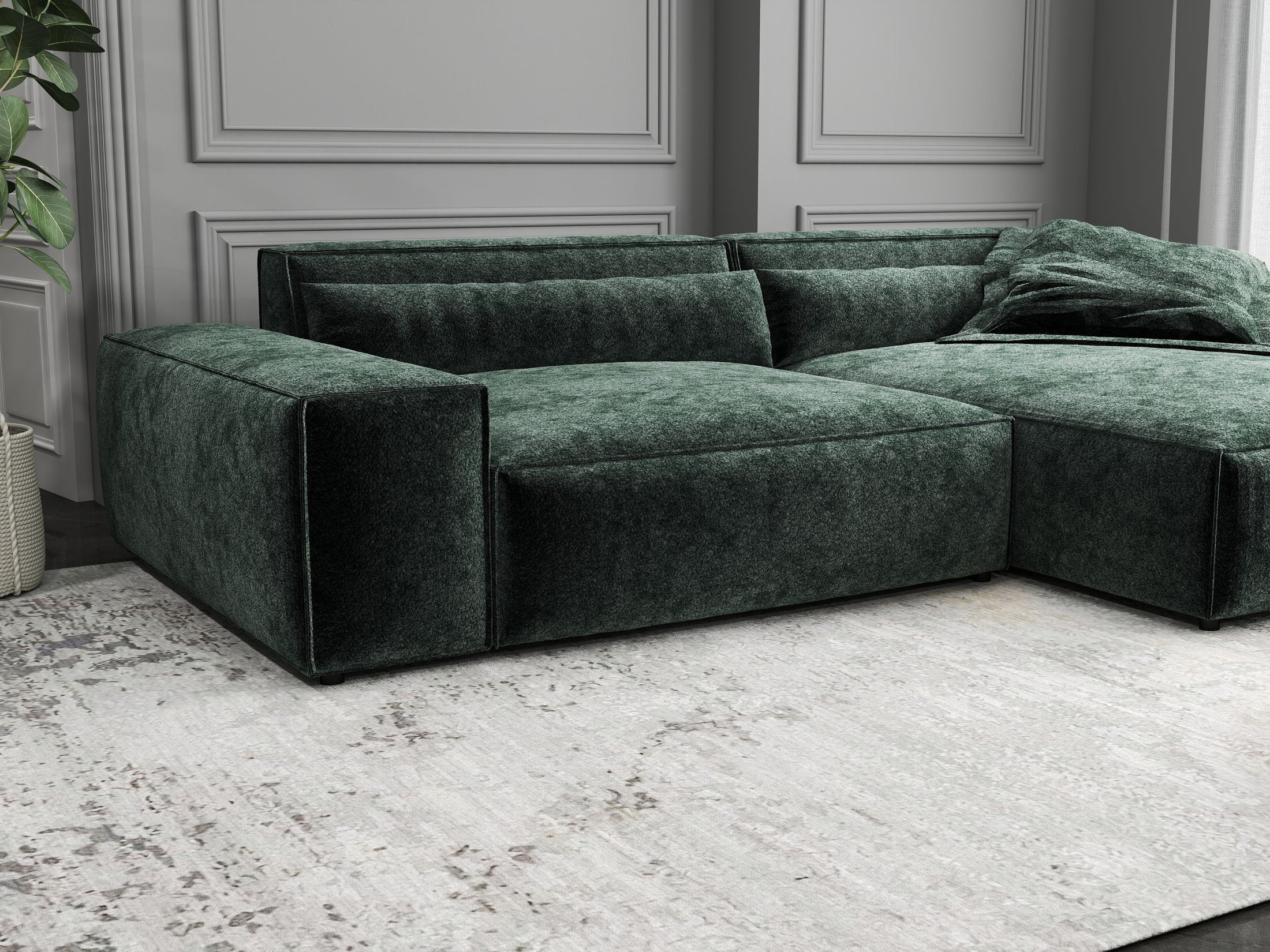 Colțar dumonde cu șezut confortabil din spumă HR, Marvelo Euphoria Verde 264x175 cm II