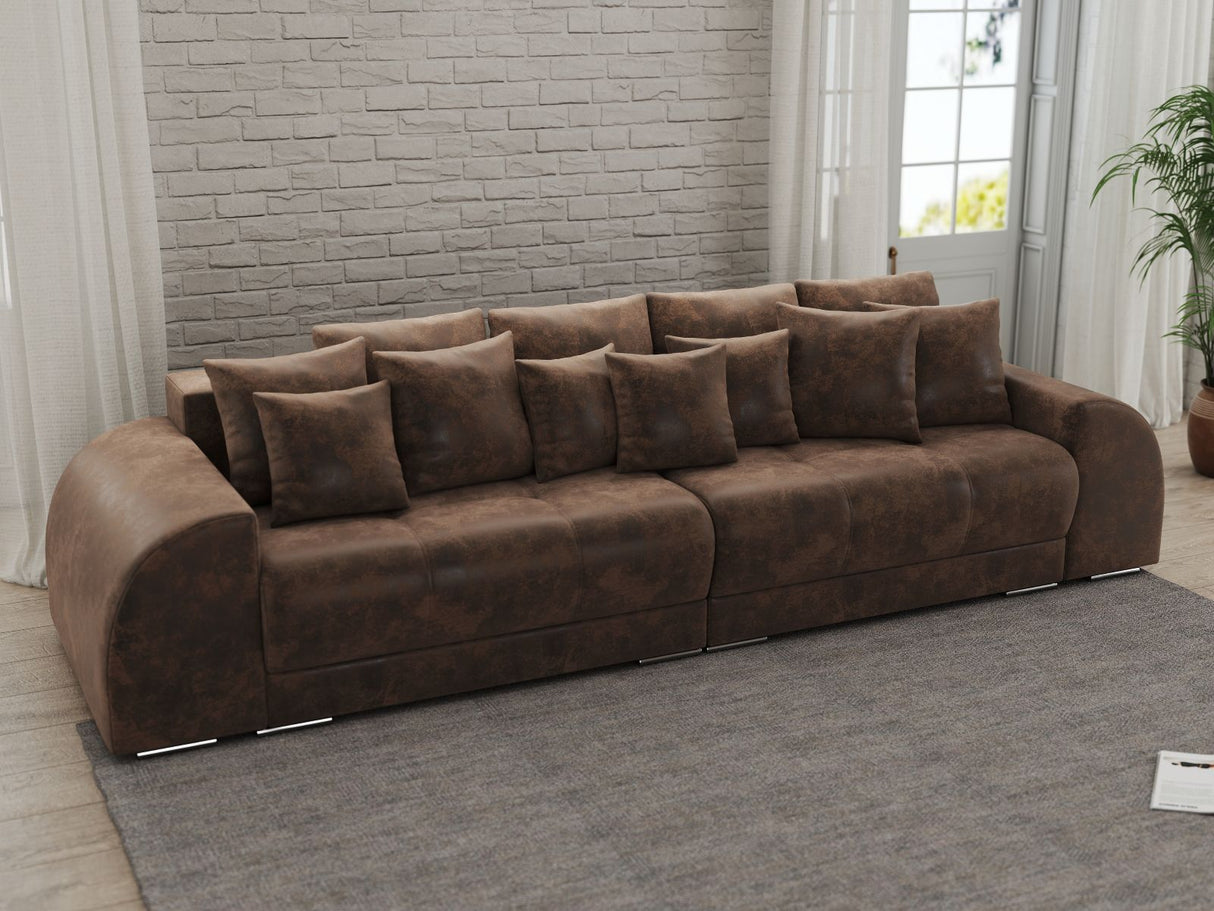 Canapea extensibilă dumonde cu 2 lăzi de depozitare si sezut confortabil din spuma HR, Big Sofa Verona Madagaskar Brown 310x100 cm Fabrica