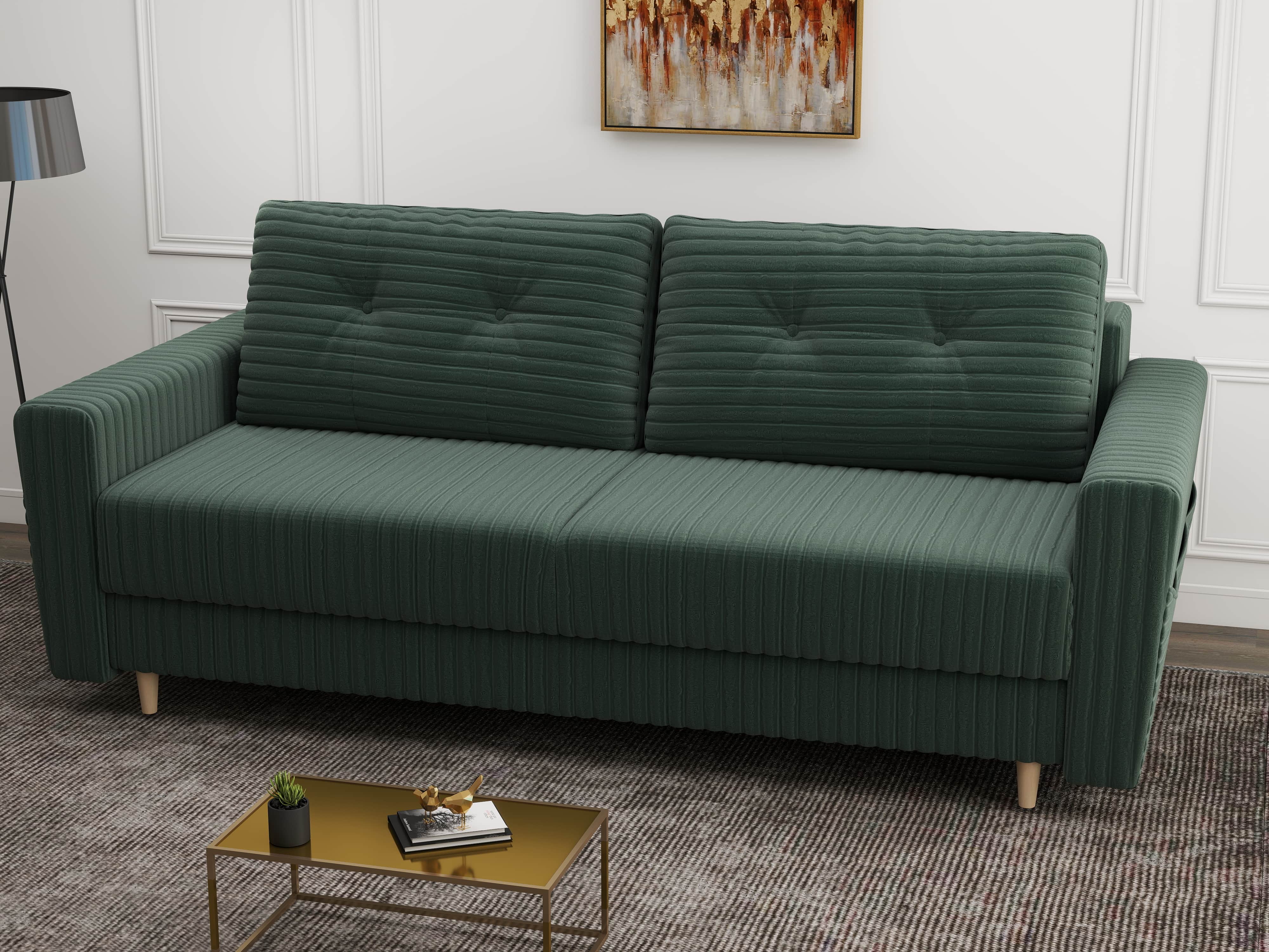 Canapea extensibilă dumonde cu ladă de depozitare si sezut confortabil din spuma HR, Summer Ambience Verde 225x100 cm