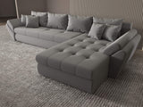Colțar extensibil dumonde cu ladă de depozitare si sezut confortabil din spuma HR, Loana XL Royal Velvet Gri II 335x185 cm Fabrica