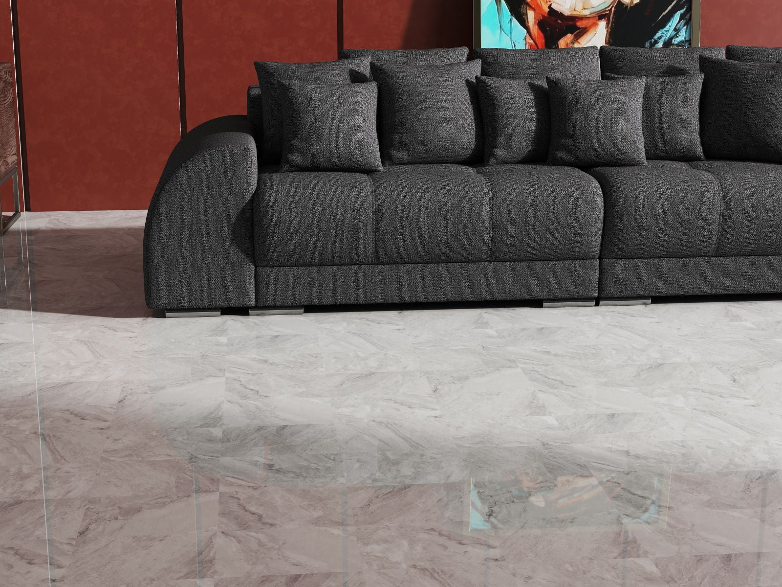 Canapea extensibilă dumonde cu 2 lăzi de depozitare si sezut confortabil din spuma HR, Big Sofa Verona Enjoy Lux Graphite 310x100 cm Fabrica