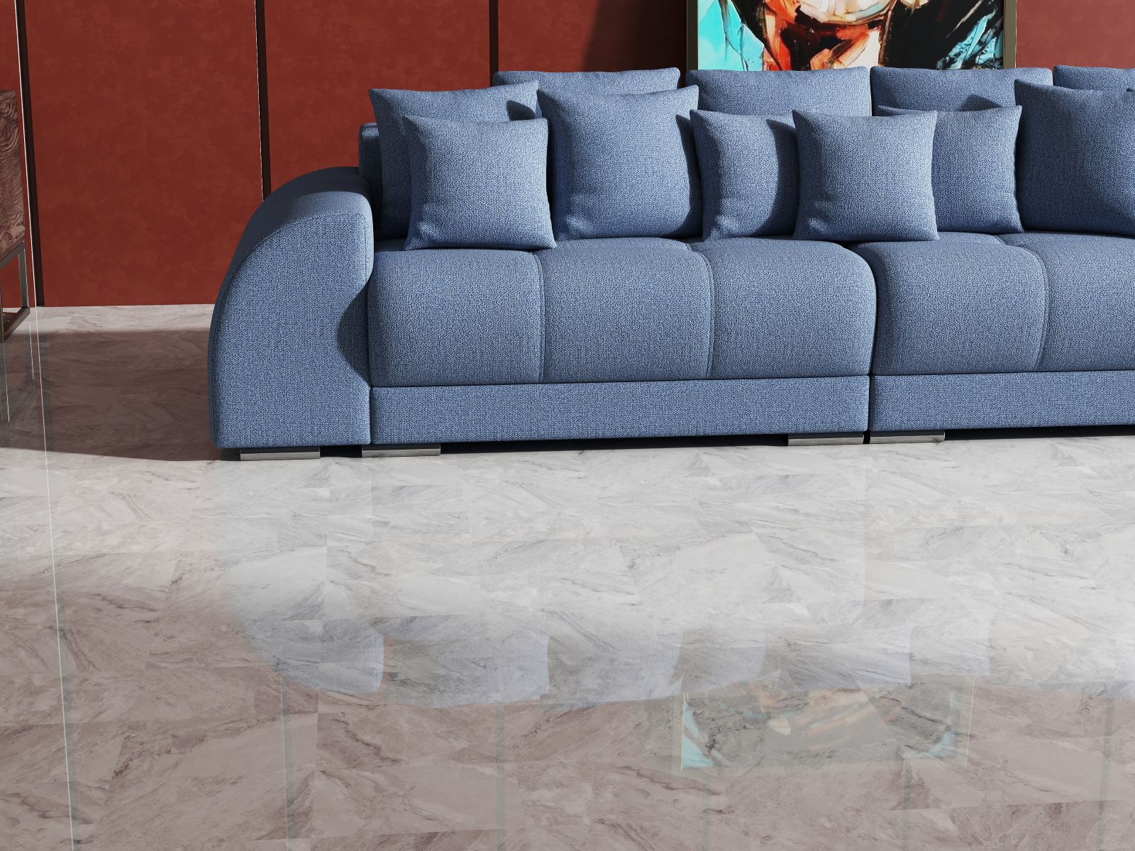 Canapea extensibilă dumonde cu 2 lăzi de depozitare si sezut confortabil din spuma HR, Big Sofa Verona Enjoy Lux Blue 310x100 cm Fabrica