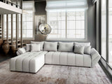 Colțar extensibil dumonde cu ladă de depozitare si sezut confortabil din spuma HR, Berlin XL Euphoria Grey 350x185 cm Fabrica