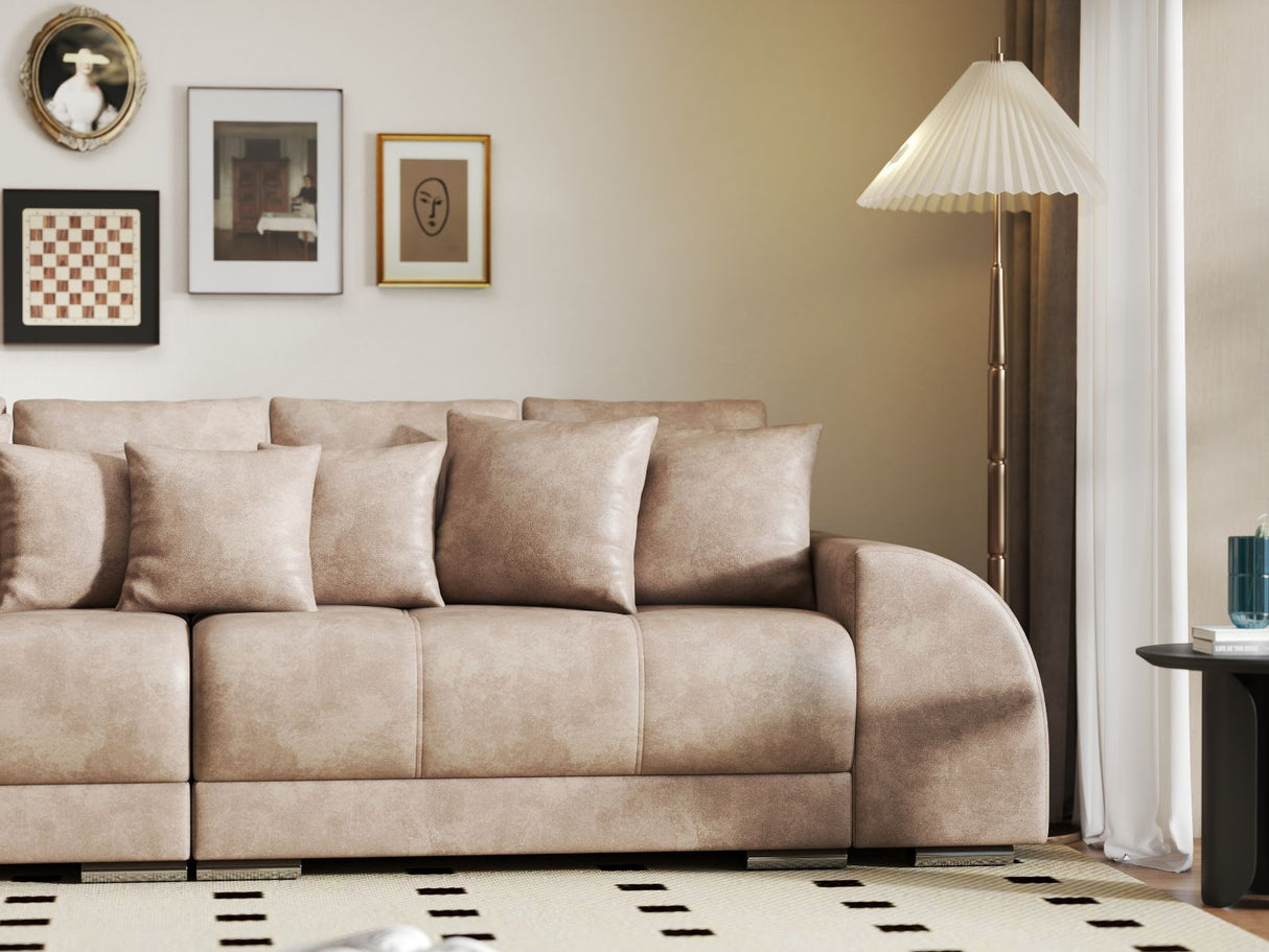Canapea extensibilă dumonde cu 2 lăzi de depozitare si sezut confortabil din spuma HR, Big Sofa Verona Tobago Beige 310x100 cm Fabrica