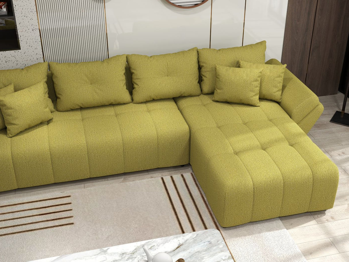 Colțar extensibil dumonde cu ladă de depozitare si sezut confortabil din spuma HR, Berlin XL Enjoy Green 350x185 cm II