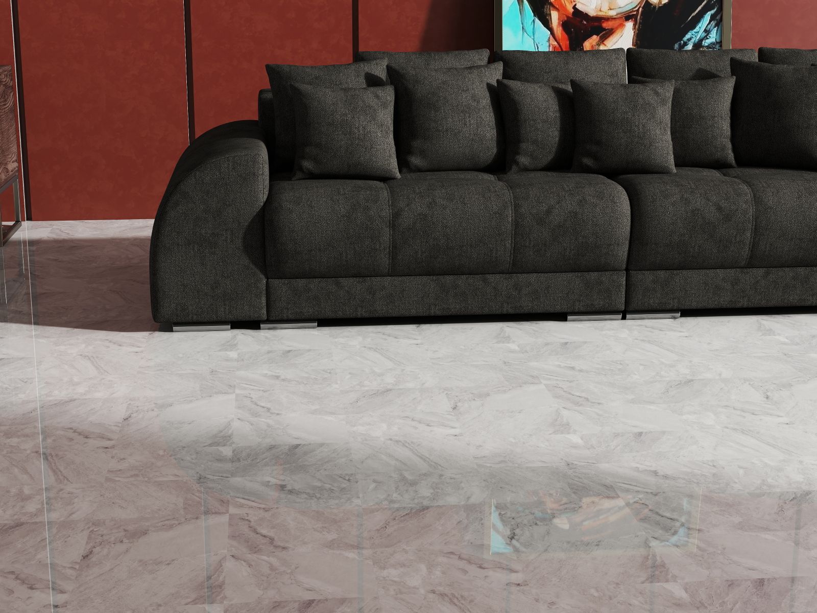 Canapea extensibilă dumonde cu 2 lăzi de depozitare si sezut confortabil din spuma HR, Big Sofa Verona Enjoy Lux Black 310x100 cm Fabrica