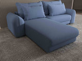 Colțar extensibil dumonde cu ladă de depozitare si sezut confortabil din spuma HR, Denver Enjoy Albastru 275x185 cm Fabrica