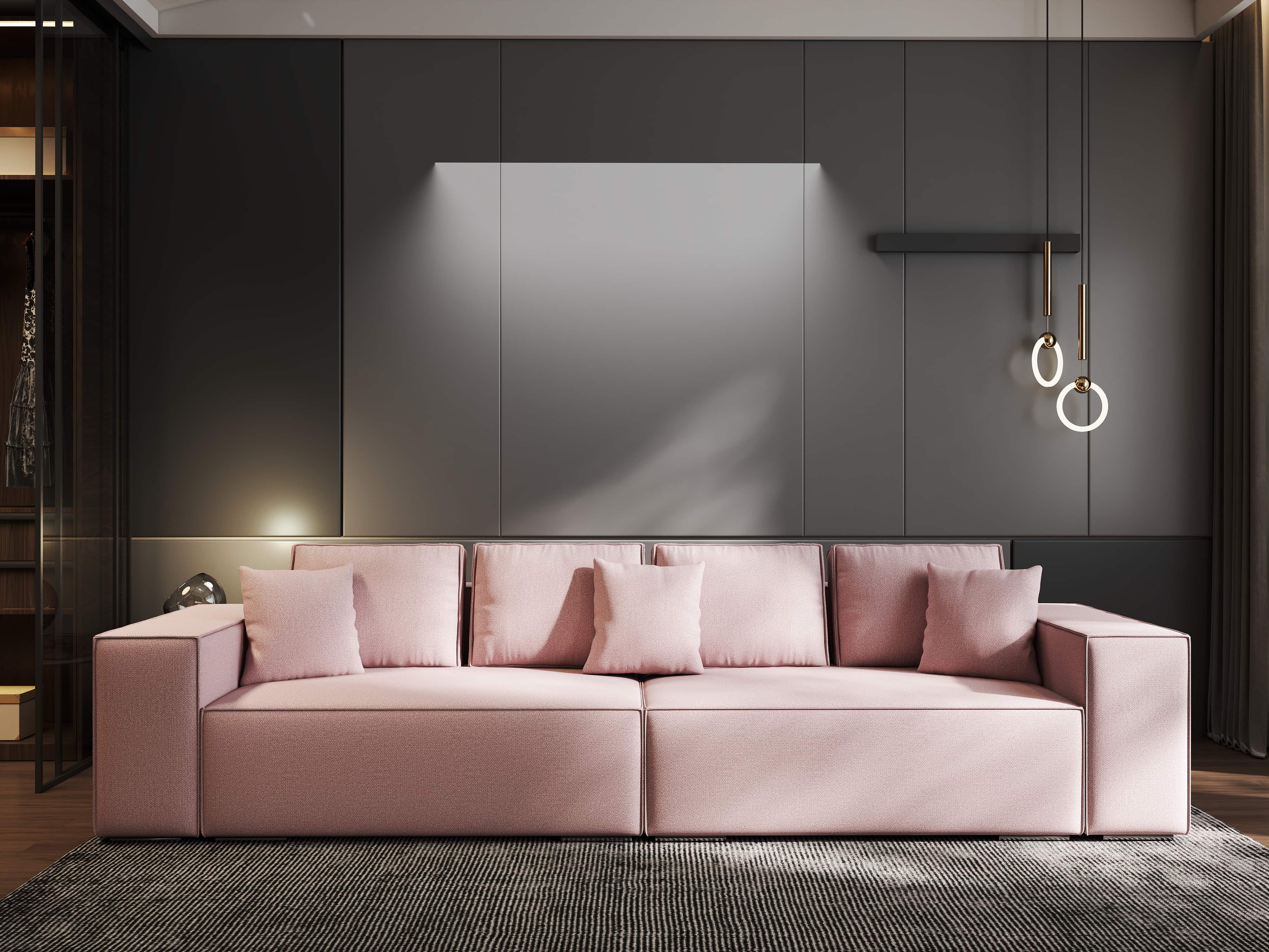 Canapea extensibilă dumonde cu ladă de depozitare si sezut confortabil din spuma HR, Dream Enjoy Flamingo 310x100 cm Fabrica