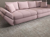 Canapea extensibilă dumonde cu ladă de depozitare si sezut confortabil din spuma HR, Loana Enjoy Roz 300x100 cm Fabrica