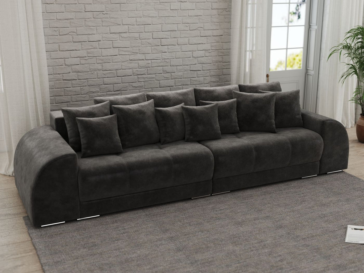 Canapea extensibilă dumonde cu 2 lăzi de depozitare si sezut confortabil din spuma HR, Big Sofa Verona Madagaskar Black 310x100 cm