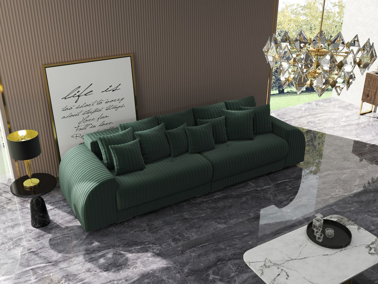 Canapea extensibilă dumonde cu 2 lăzi de depozitare si sezut confortabil din spuma HR, Verona Ambience Moss 310x100 cm Fabrica