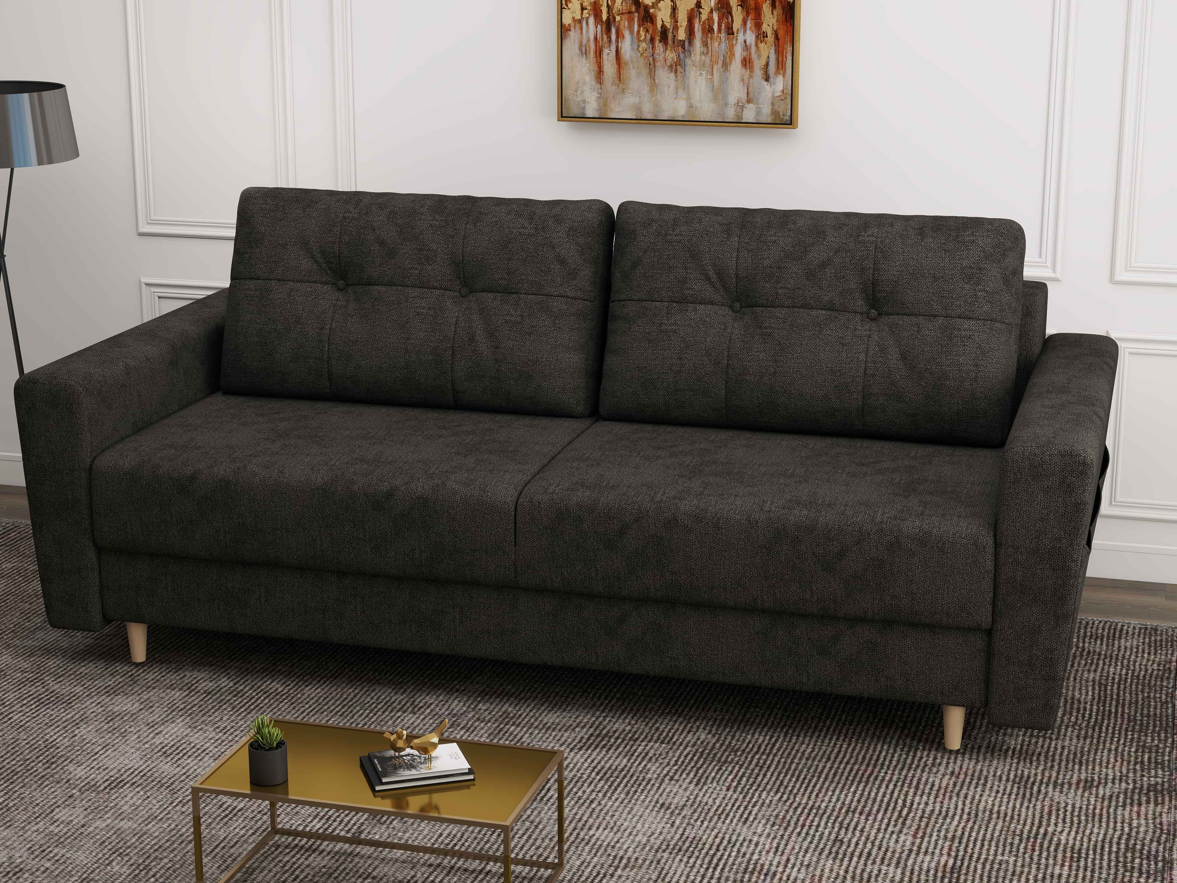 Canapea extensibilă dumonde cu ladă de depozitare si sezut confortabil din spuma HR, Summer Enjoy Negru 225x100 cm